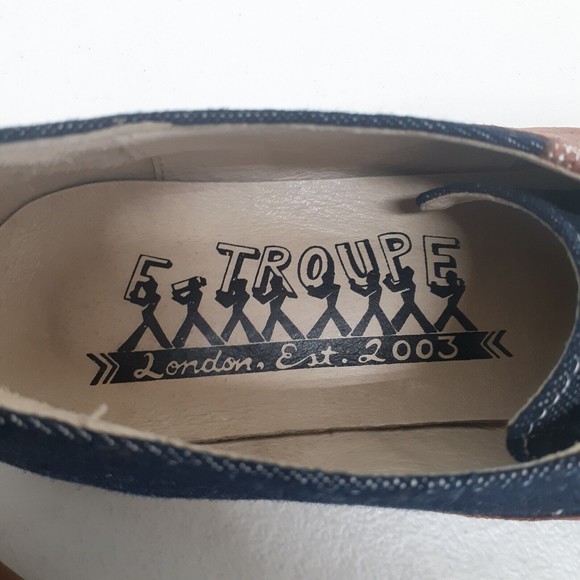 F-Troupe Womens Saddle Shoes Sz 39 Leather and Denim Brown Blue US Sz 8.5 - Picture 8 of 16